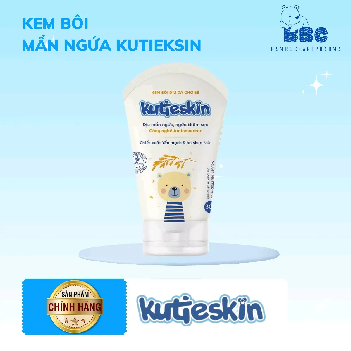 Kem bôi mẩn ngứa, dịu da Kutieskin cho bé tuýp 30g không chứa corticoid kem  bôi kem  duong chobe man ngua