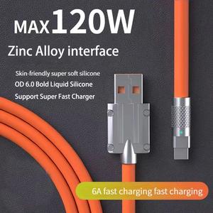 120W 6A super fast charge type C liquid silicone cable quick charge USB Micro USB cabletype C charger fast charging cable Cellphone Electronic Smartphone