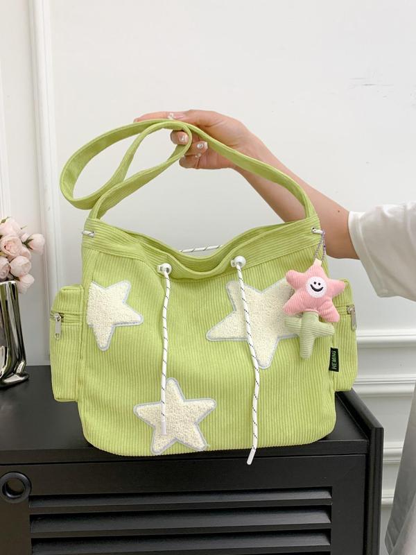 Women's Star Patched Design Tote Bag, Mother's Day Gift, Fashionable Large Capacity Shoulder Bag for Daily Used, Casual Trendy Versatile High-quality Daily Commuting Purse Bag, Girlfriend Gifts 3