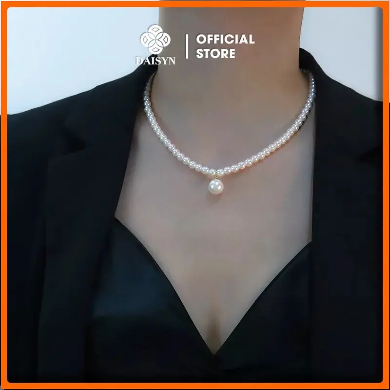 [ DAISYN ] N746 dây chuyền ngọc trai nhân tạo dây hạt 4li mặt hạt 10li ngọc trai nhân tạo xinh xắn cho nữ