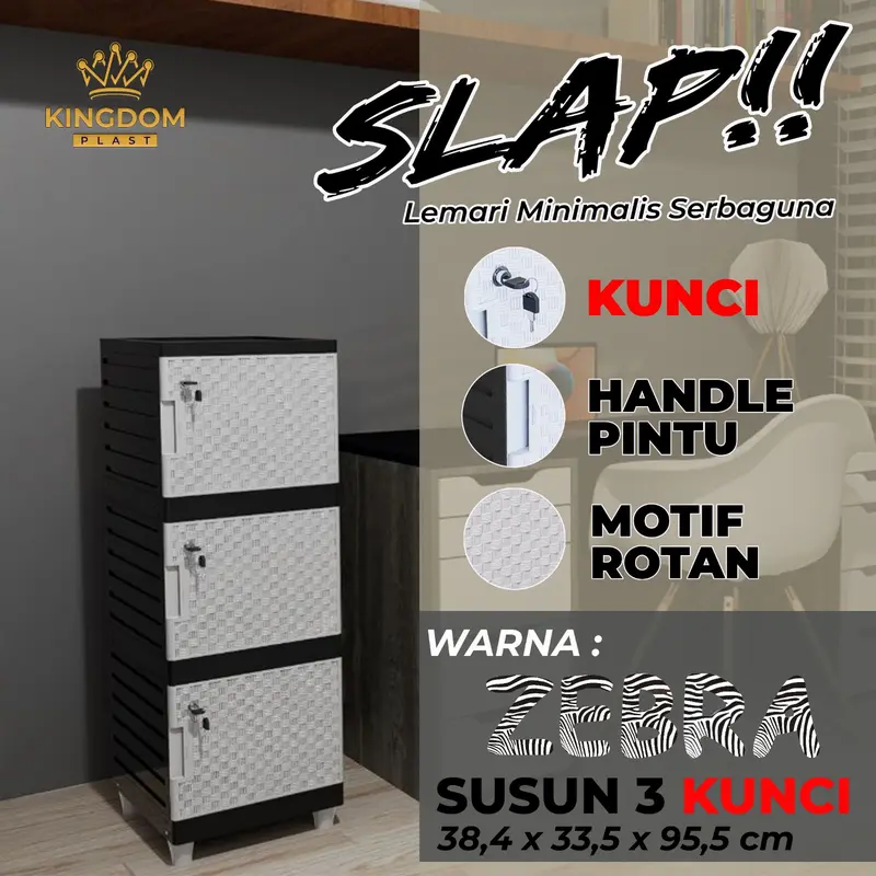 Lemari Plastik Slap Full Kunci Susun 3 1