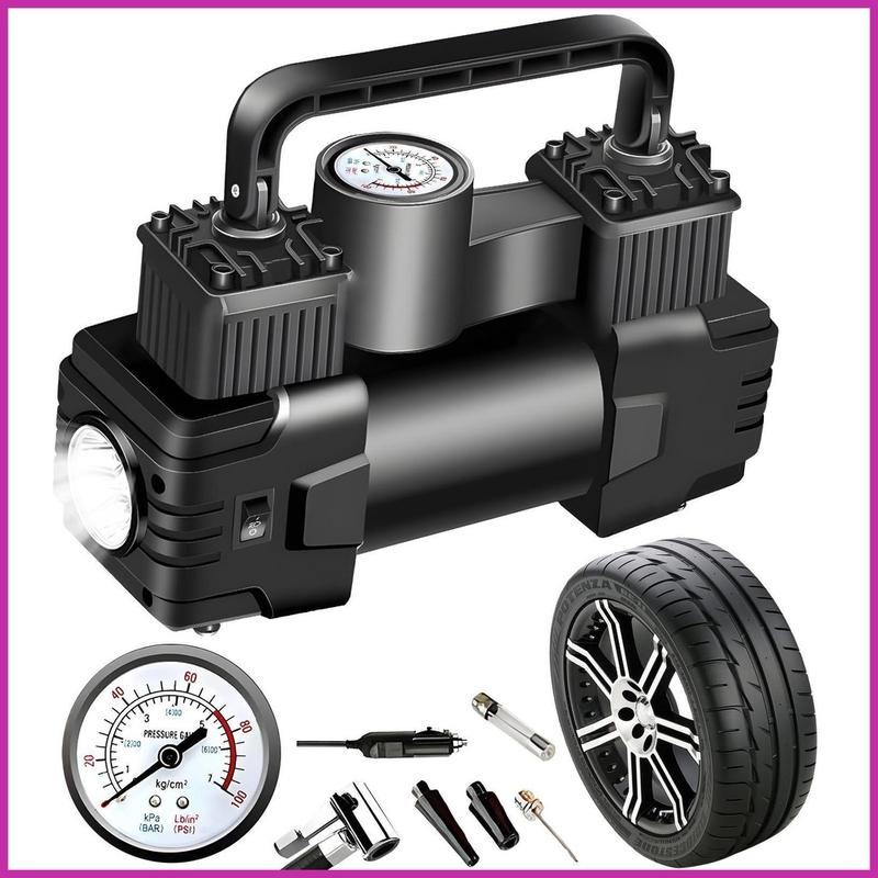 Bơm lốp ô tô 2 xi lanh 12V điện tử, tự ngắt khi đầy công suất lớn máy bơm lốp