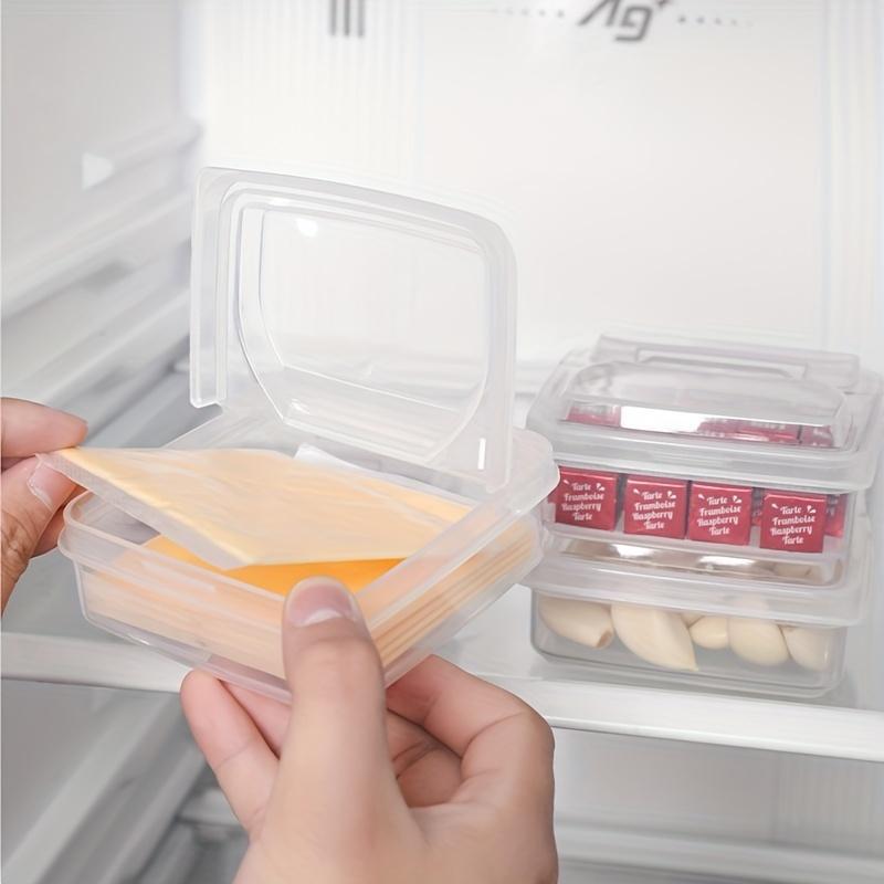 Home Accessories Food Storage Box, 1 Count Clear Cheese Storage Container with Lid, Kitchen Accessories Refrigerator Vegetable Preservation Box for Onion Ginger Garlic, Kitchenware 6