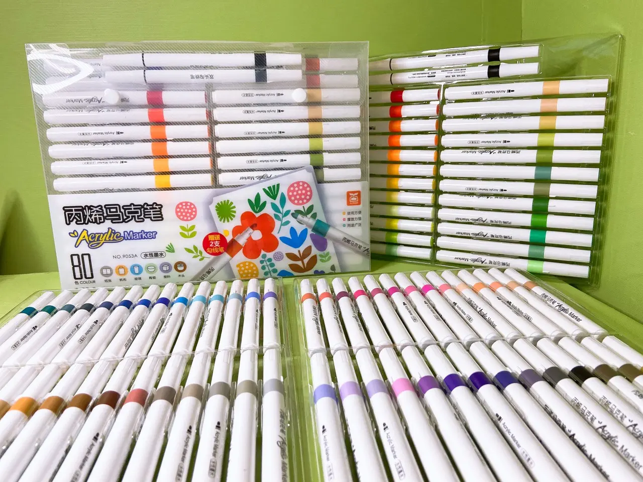 [Bút Acrylic 80 màu Tăng 50% mực] Bộ màu acrylic marker tô vẽ được trên mọi chất liệu 80 bomau