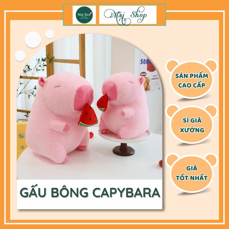 Gấu bông Capybara màu hồng (Mũi rút) dưa hấu Kt 30cm, Gấu mềm mịn/cute, hàng cao cấp - Freeship