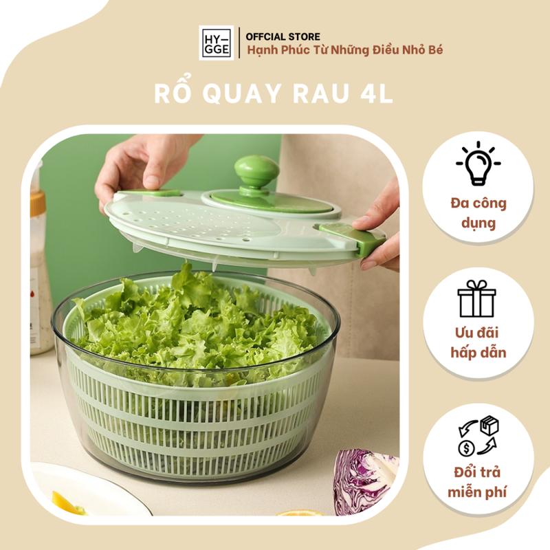   GIÁ HỜI 3 4 - 5 4  Rổ Quay Rau Cỡ Vừa Đường Kính 24.5cm Có Lỗ Thoát Nước - HYGGE Mã SP1267 