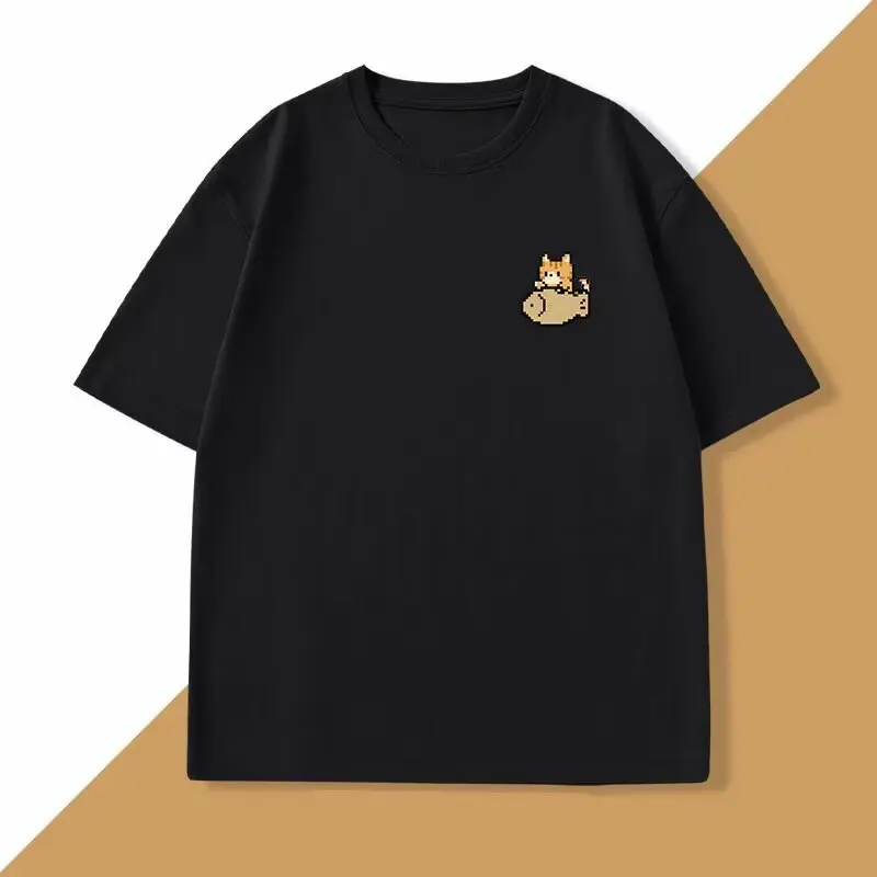 American Style Fashion Short Sleeve T-Shirt Men Summer 2025 New Loose Print Trendy Brand Cool Round Neck Half Sleeve Japanese Style