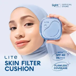 Lightplus by Wardah Cushion Bundle Lite Skin Filter Cushion + Refill Cushion - Make Up Ringan Tahan 8 Jam Flawless Coverage Powder Foundation Glad Setting BB Cream Soft Satin and Glow Lightening Light Plus Light+ Lite Liteplus Lite+ Makeup