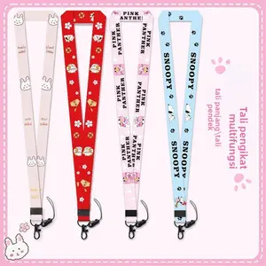 Kait Logam Tali Panjang Kartun Melebar Leher Gantung Lanyard Casing Ponsel Gantungan Kunci Liontin Lencana Kerja Lanyard Tahan Lama Antihilang
