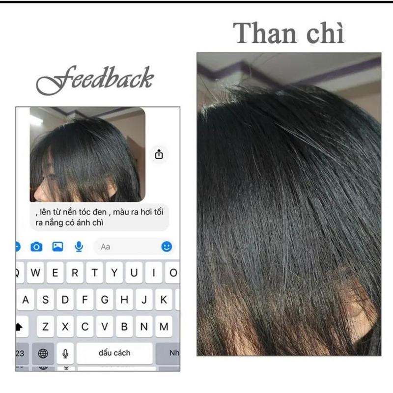 [ Rẻ VÔ ĐỊCH ] Sét Thuốc Nhuộm Tóc màu Than Chì kèm oxi và gang tay Đổi Màu Tóc Dưỡng Tóc 3