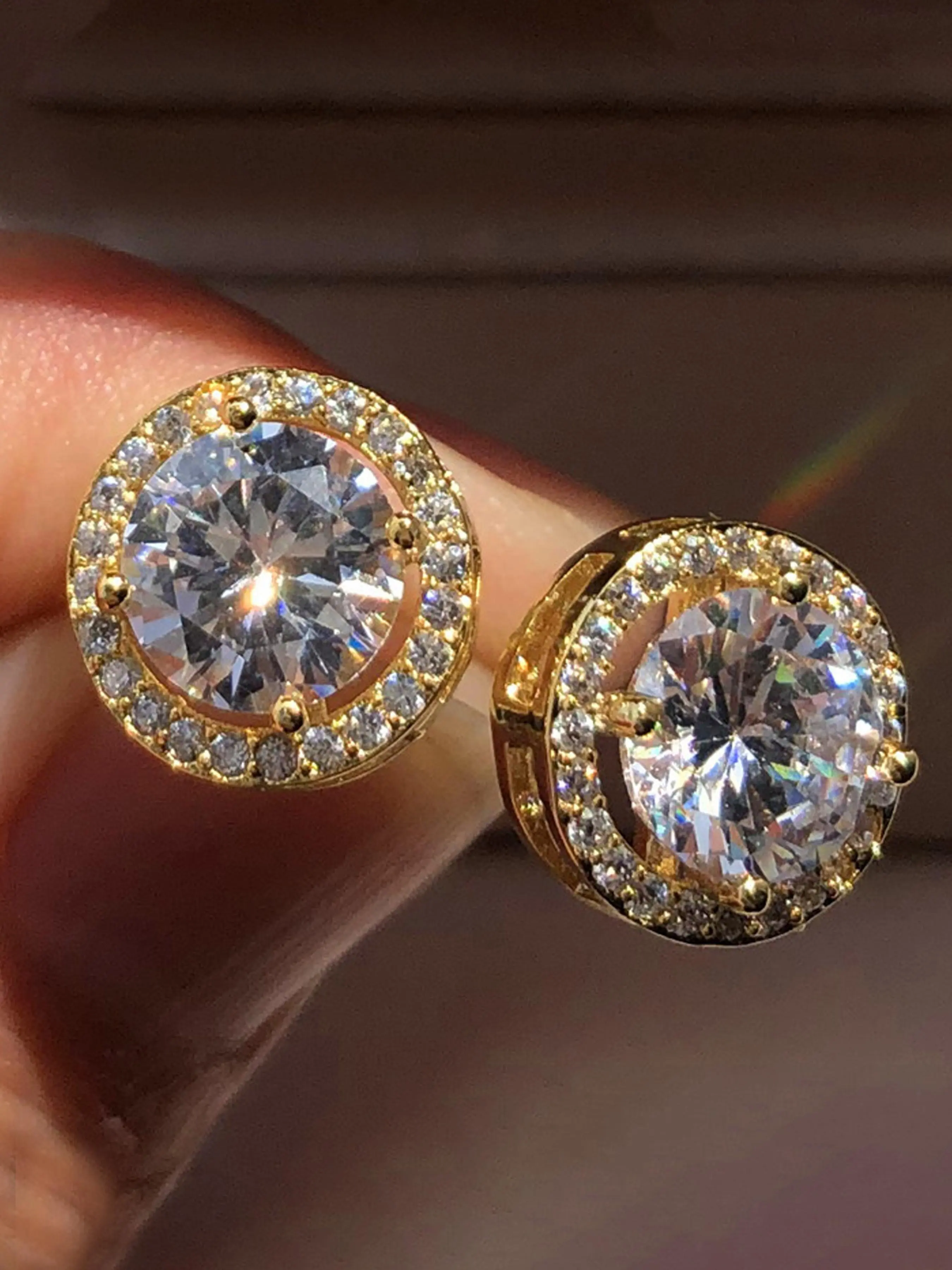 Fashion Round Zirconia Decorated Stud Earrings, Fashion Jewelry for Party, Daily Clothing Decor, Trendy All-match & Exquisite Jewelry for Birthday Gift