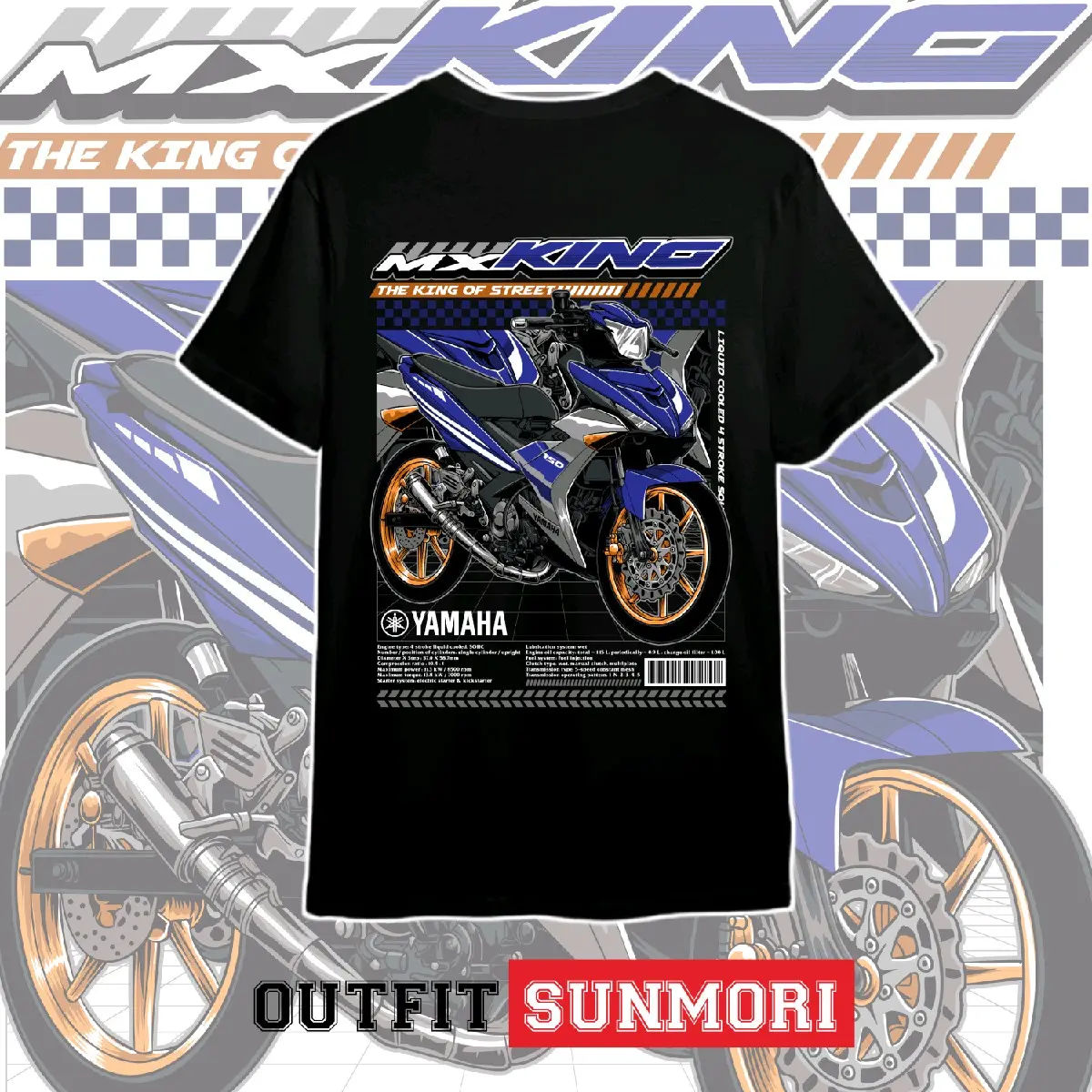 KAOS MX KING 150 KOMOROD BAHAN COTTON COMBED 24S PREMIUM