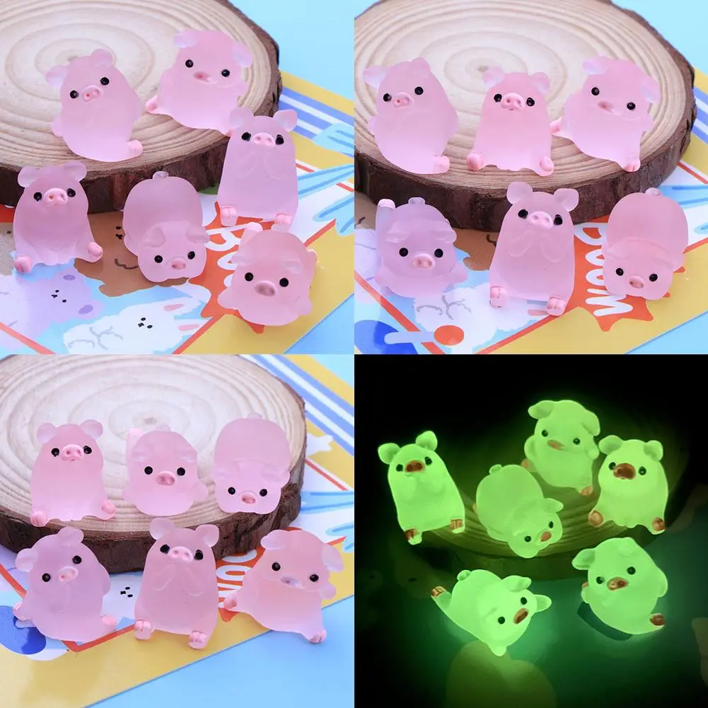 1 Pcs Glow In The Dark Piggy Toy Styling Ornaments Ornaments Use Decorations Desktop Effect E3B6
