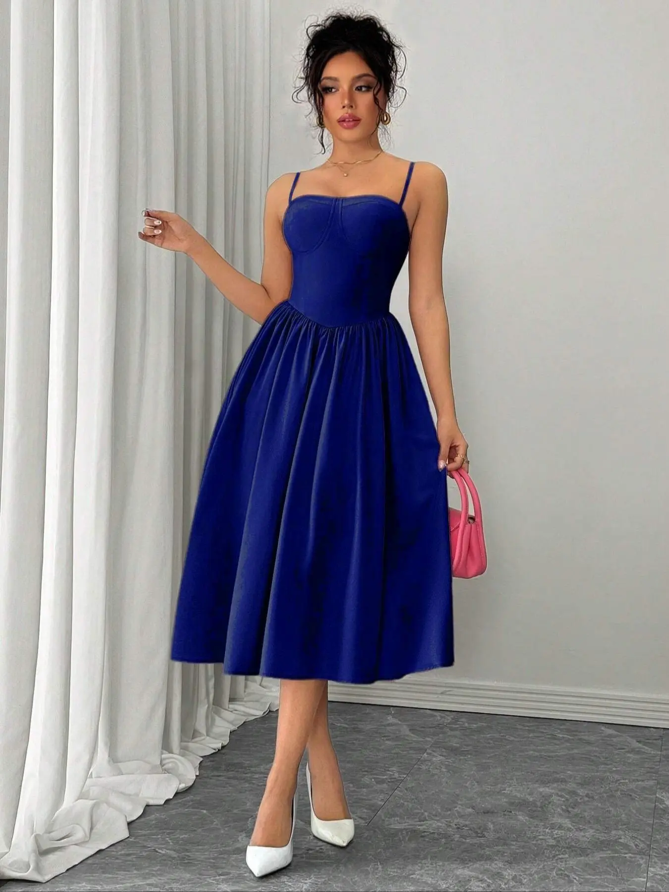 Women's Plain Cami A-Line Dress, Elegant Sleeveless Party Evening Gown, Ladies Summer Clothes