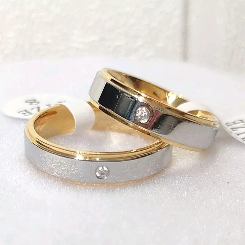 Cincin Titanium Couple Silver List Gold