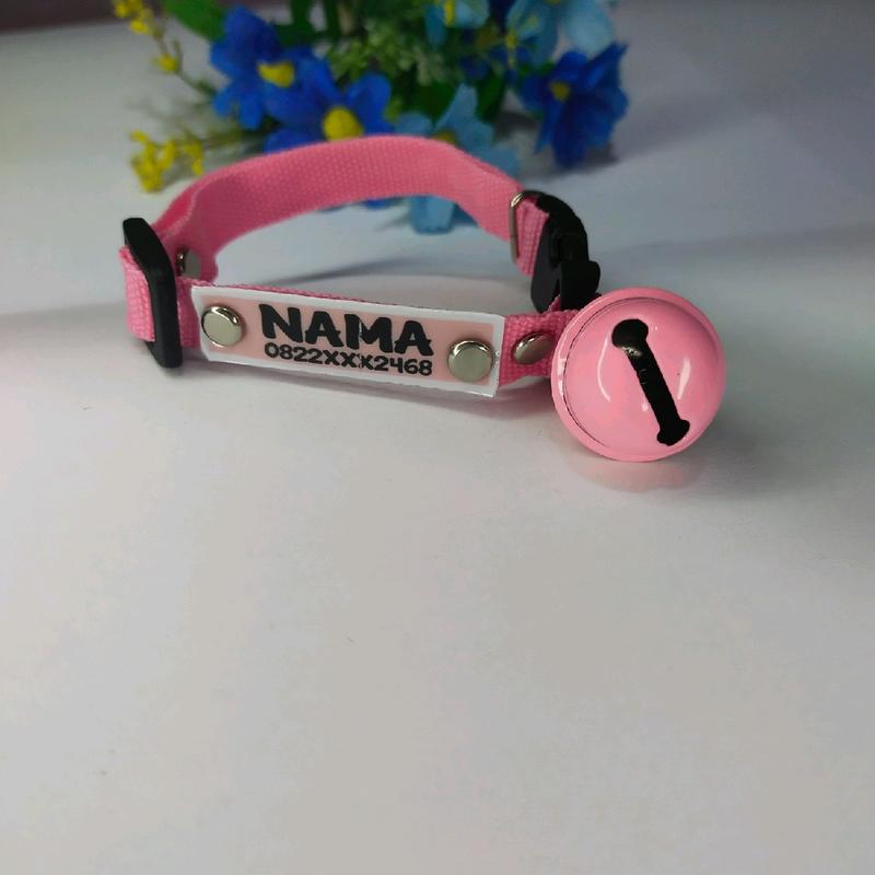 kalung kucing LONCENG JUMBO custom nama motif polos 1