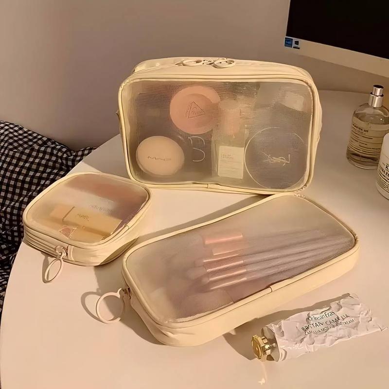 Product Introduction of Makeup Bag Set, 3 Counts/set Large Capacity Cosmetic Storage Bag, Portable Travel Toiletry Bag, Multifunctional Storage Bag for Travel 0
