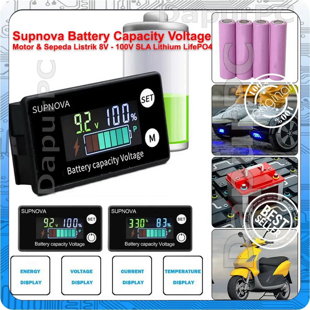Supnova Battery Capacity Voltage Motor dan Sepeda Listrik 8V - 100V SLA Lithium LifePO4