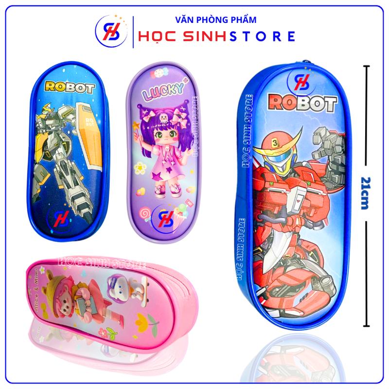 Hộp Đựng Bút Simili Họa Tiết Dễ Thương, Kích Thước Lớn, Khóa Kéo Kim Loại (Giao Mẫu Ngẫu Nhiên Cho Bé Trai Và Bé Gái) - VPP Học Sinh Store