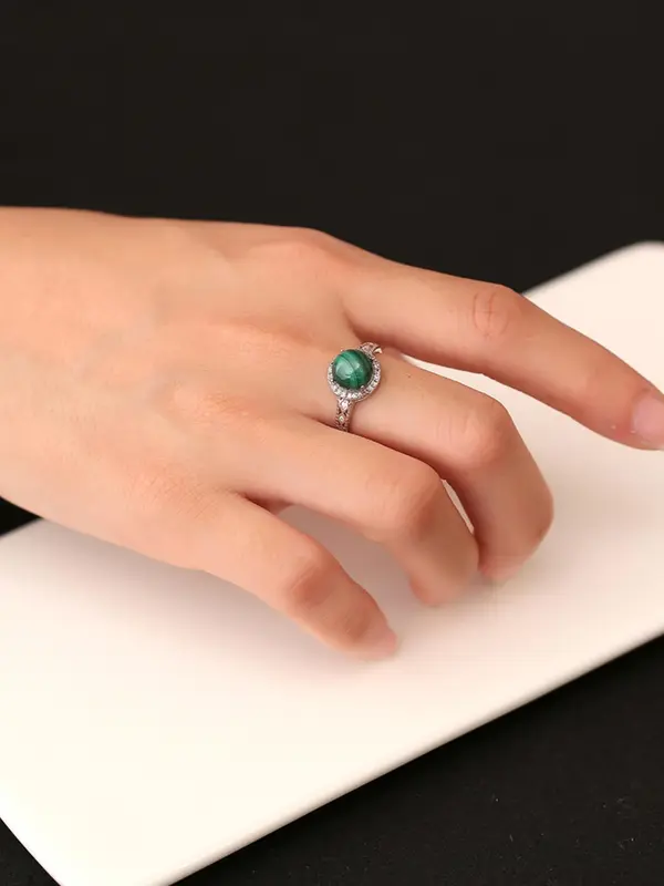 S925 Sterling Silver Vintage Style Crystal Decor Adjustable Ring, 925 Sterling Silver Jewelry for Party, Daily Decor, Trendy All-match & Exquisite Jewelry for Birthday Gift 2