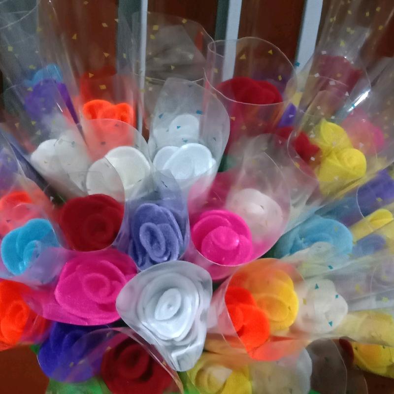 Bunga Mawar flanel Warna Campur (Random) per 10 pcs tangkai/Bunga Flanel/Bunga/Bunga Warna Warni 0