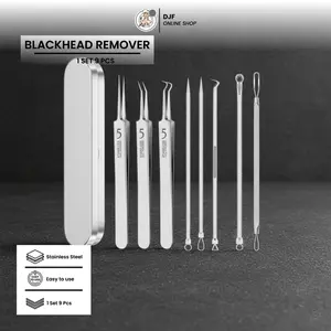 Alat Pembersih Komedo 1 Set 8 Pcs & 3 Pcs Stainless Steel untuk Pencet Komedo Jerawat Blackhead & Acne Remover Stainless Steel Premium