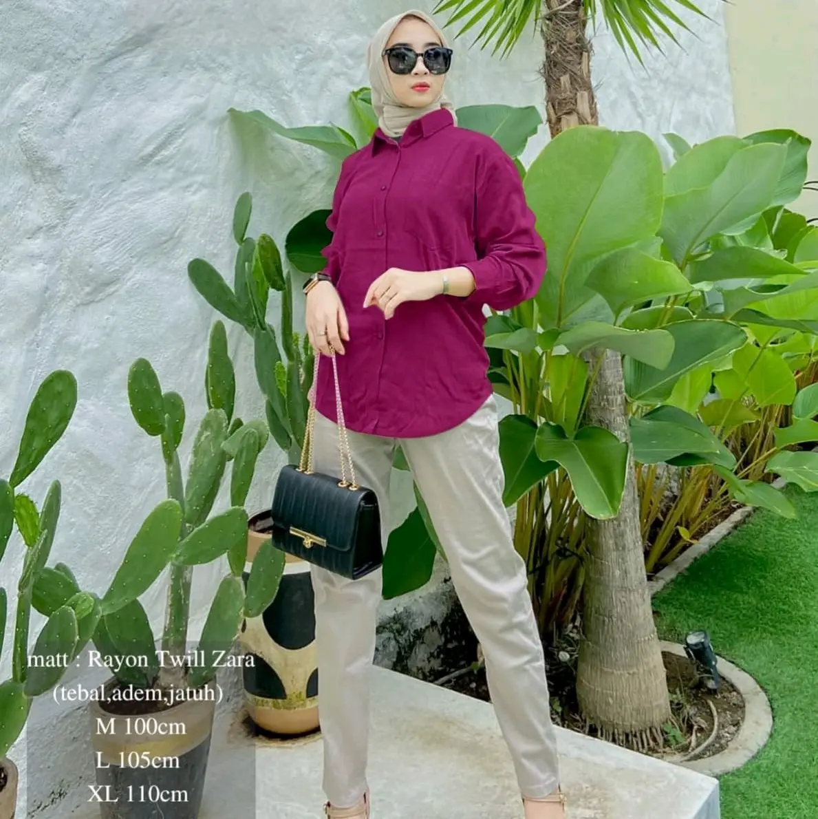 kemeja wanita polos basic rayon twill