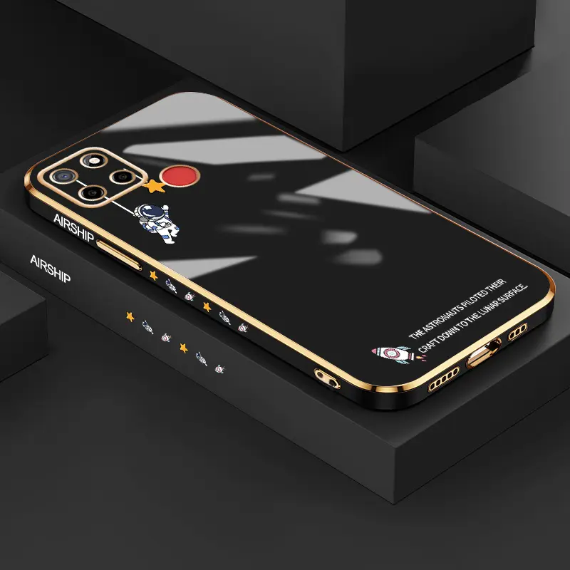 Casing Hp Untuk Realme C12 C11 2020 C15 C25 C25s Narzo 20 30A 50A Case pola kartun astronot tipis baru Casing pelapis mewah pola HP samping pelindung Kesing silikon penutup pelindung lensa kamera Softcase
