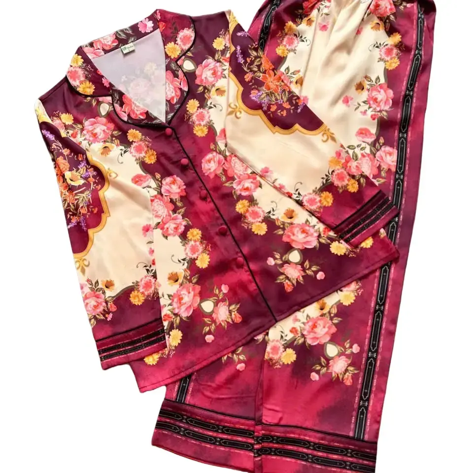 Pizama lụa Latin tơ tăm hàng cao cấp loại 1 mềm mịn thấm hút mồ hôi cho nữ - Áo, Women, Quần Ngủ, Áo Ngủ Voi Nhung