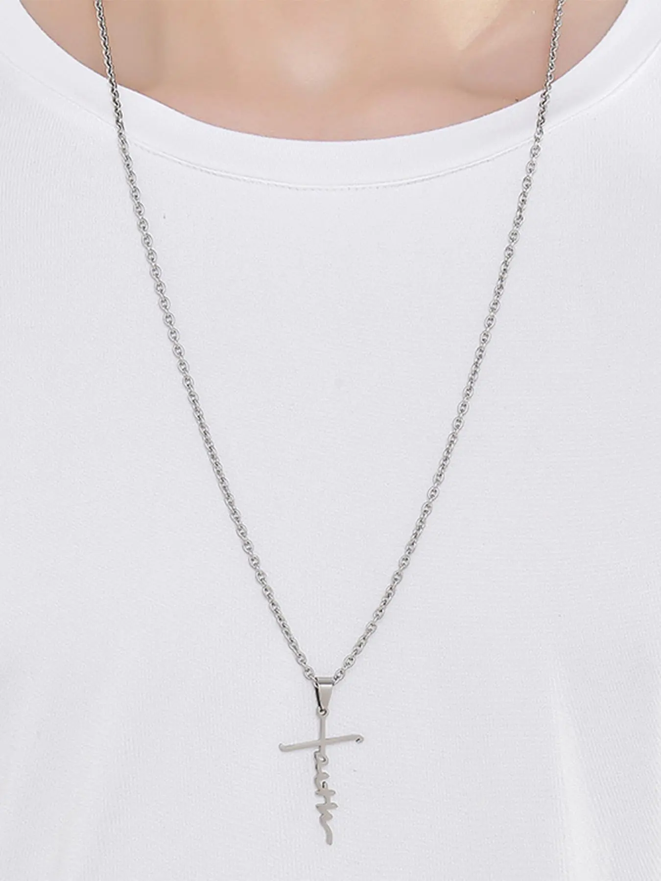 Stainless Steel Cross Pendant Necklace, Fashion Jewelry for Party, Daily Clothing Decor, Trendy All-match & Exquisite Jewelry for Birthday Gift