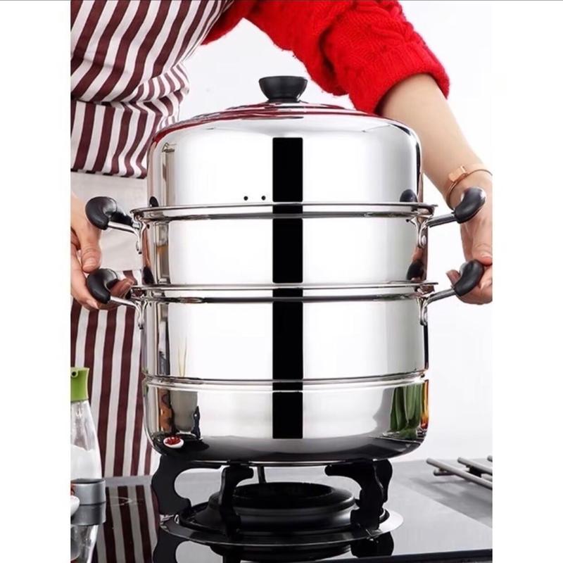 Nồi hấp inox 3 tầng 28cm tiện ích tặng kèm vỉ hấp nồi hấp bánh bao thức ăn 2