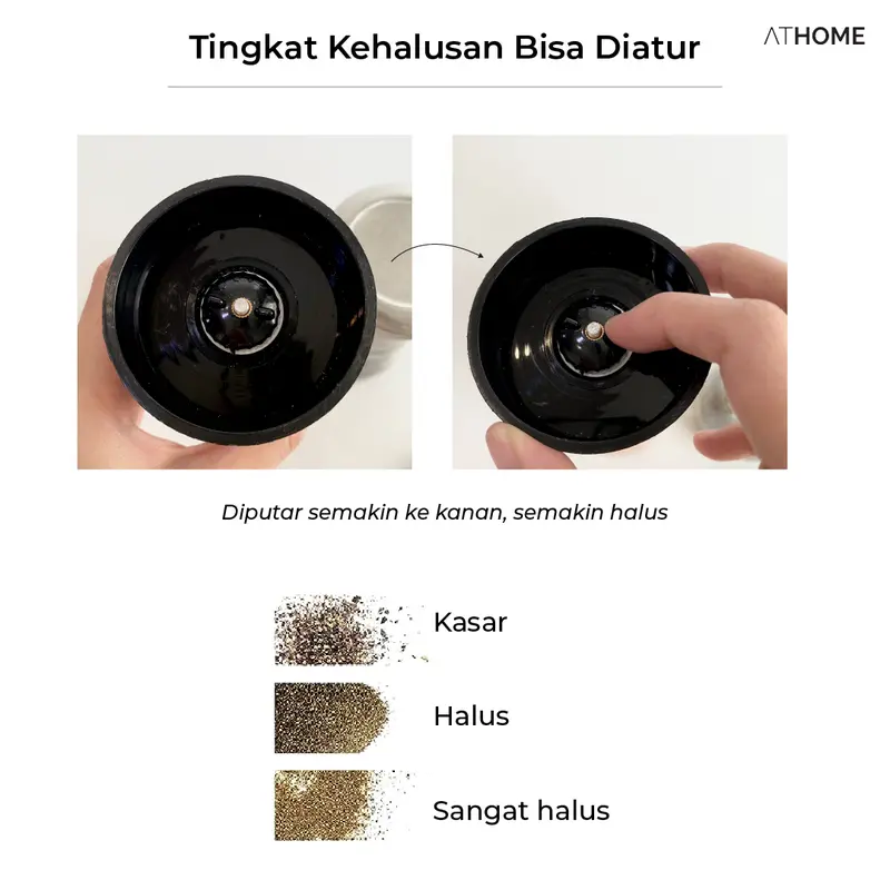 ATHOME Stainless Glass Salt Pepper Grinder / Botol Penggiling Garam Lada Manual 2