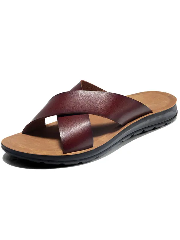 Men's Simple Plain Fashion Slippers (1 Pair), Casual Fashionable Wide Fit Slippers for Summer, Lightweight Breathable Non-slip Slippers for Indoor and Outdoor 2