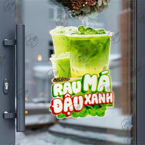 Hình dán rau MÁ ĐẬU xanh dán tường decor trang trí xe đẩy quán nước trà sữa cà phê hình sticker decal giải khát 6