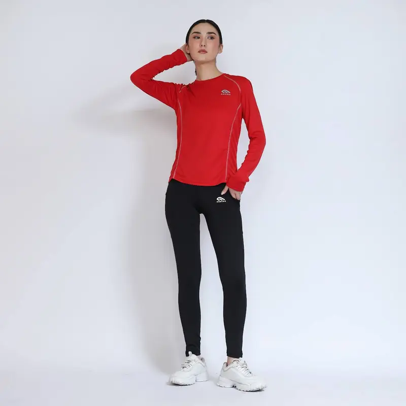 MANIAK Baju Sport Olahraga Wanita Lengan Panjang Atasan Kaos Running Lari Gym Senam Zumba Sepeda Bulutangkis (BMW 04 L/S) 3