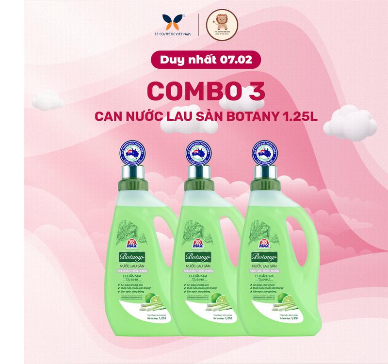 [KOC_10/2] Combo 3 Chai Nước Lau Sàn 365 Max Botany Tinh Dầu Sả Chanh thiên nhiên chai 1.25 lít làm sạch bóng sàn nhà, ngăn côn trùng, an toàn cho da trẻ em