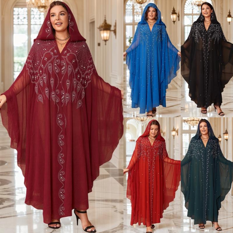 Shia Robe Middle East Africa Rhinestone Beaded Robe Muslim Shawl Hooded Cloak ...