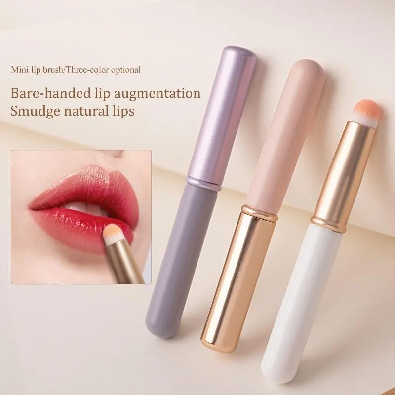Cọ Môi Đầu Tròn, Cầm Tay, Cọ Che Khuyết Điểm Mini Chuyên Nghiệp, Có Nắp Đậy, Thích Hợp Cho Phụ Nữ Và Trẻ Em Gái, Tuyệt Vời Làm Quà Tặng Trang Điểm