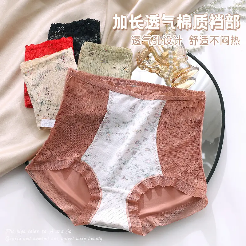 Quần Lót Ren Cạp Cao Dành Cho Nữ, Ngoại Cỡ, Bụng Và Hông, Đáy Quần Cotton, Thoáng Khí, Quần Lót Gợi Cảm Women 2