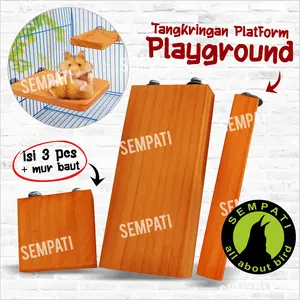 SEMPATI Tangkringan Plaform Isi 3 Susun Kayu Tangkringan Mainan Burung Hamster Sugar Glider Landak Mini Tkrh