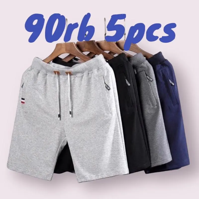 Paket 5 pcs | celana Bebyteri pendek Resleting Ziper pria wanita dewasa standar jumbo santai  keren Sport Kantong Karet Nyaman celana pendek  Distro Boxer celana  kolor shorts celana  pendek kolor yang ada kantongnya