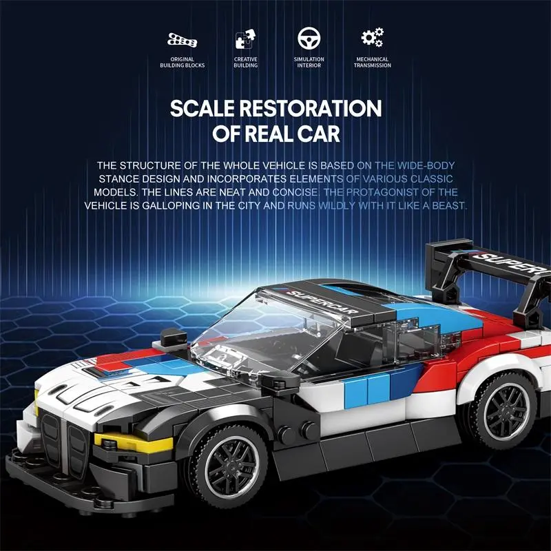 M4 Race Car Design Building Blocks, 363pcs/set Creative DIY Racing Car Model Building Blocks, Educational Assembly Bricks Toy for Teenager & Adults 7