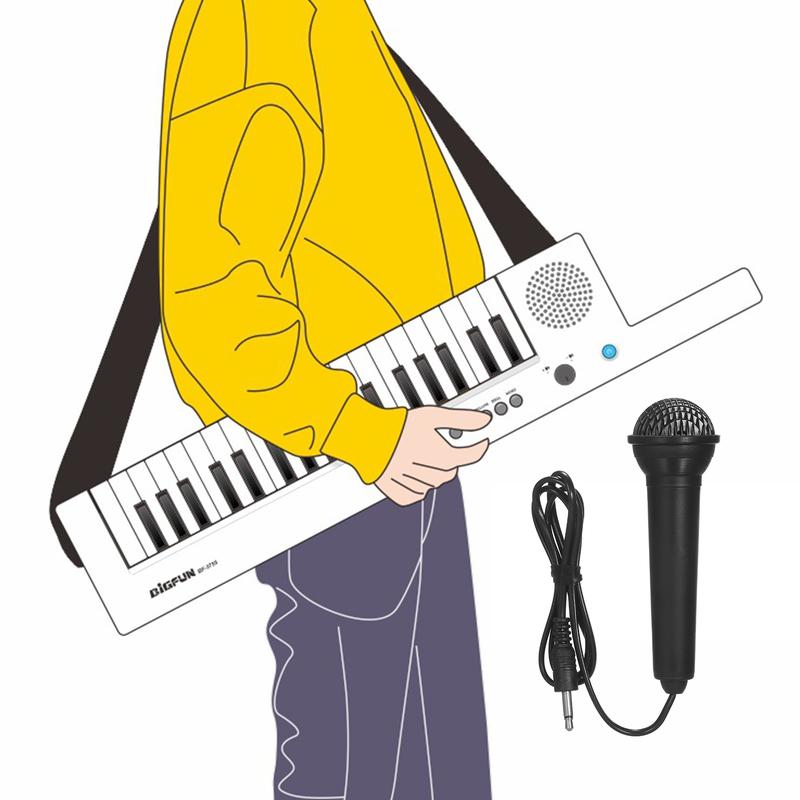 Đàn Piano Điện Tử, Đàn Ghi Ta, Có Bàn Phím Mini, Bàn Phím Điện Tử 37 Phím, Có Thể Sạc Lại, Thích Hợp Cho Trẻ Em 8