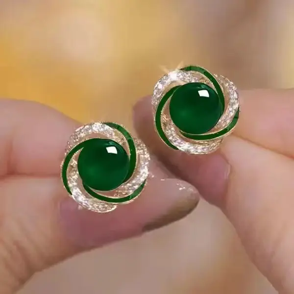 Newzircon-encrusted pearl stud earrings temperament high-end women's earrings, exquisite and small fashion accessories temperament earrings