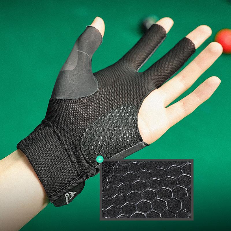 Product Introduction of Open Finger Billiard Gloves Breathable Polyester Snooker Sport Glove Adjustable Sticker Smooth Soft Lightweight Amateur Training 40