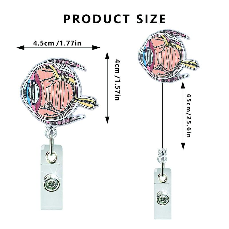 Acrylic Organ Design Badge Holder, 1 Count Retractable Badge Reel, Identification Badges & Supplies for Nurse Nursing Student Name Tag Card 1
