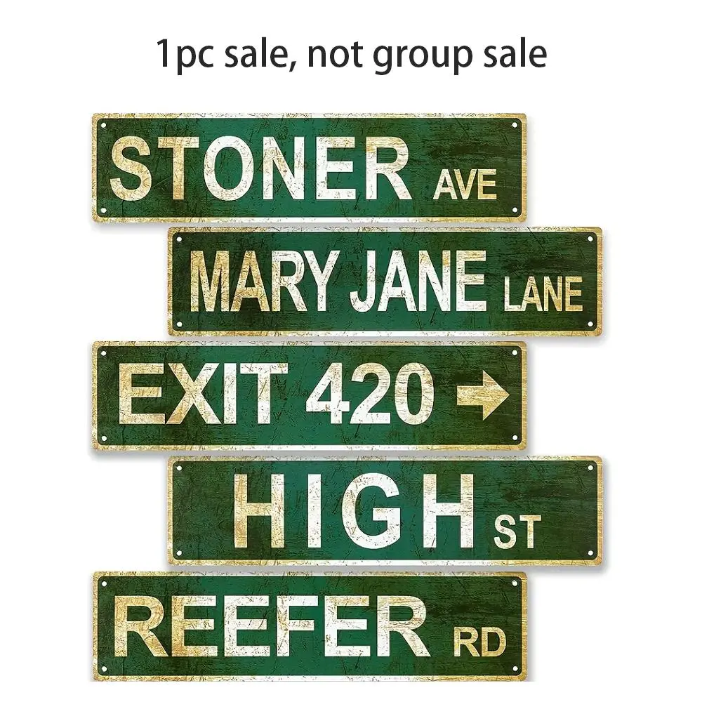 Sold Separately Rectangular Metal Sign, 1 Count Retro Letter Pattern Street Sign, Decorative Plaque for Home Cafe Restaurant Office, Home Decor