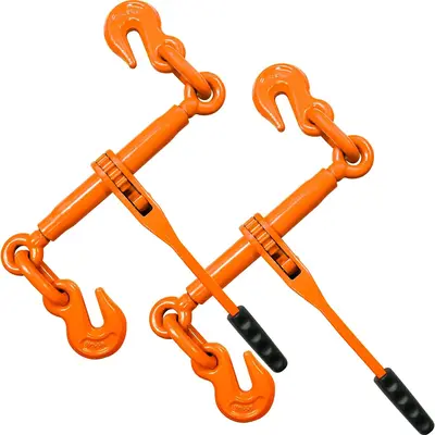Heavy Duty Transport Binder Chains 3/8 X 10 Feet - Grade 70 Tie Down Chains With Clevis Grab Hooks, 6600 Lbs Capacity