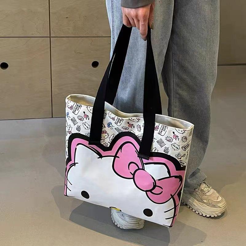 Product Introduction of Túi Vải Bố, Thiết Kế Hello Kitty Dễ Thương, Dành Cho Nữ, Hàng Mới Về Năm 2024, Túi Đeo Vai Hello Kitty Hoạt Hình, Thích Hợp Đi Lại, Túi Tote Đeo Vai 9