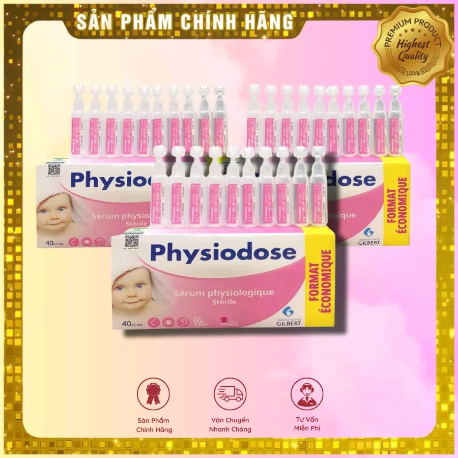 Nước muối Hồng Pháp Physiodose Chính Hãng Cho bé Date 6/2025